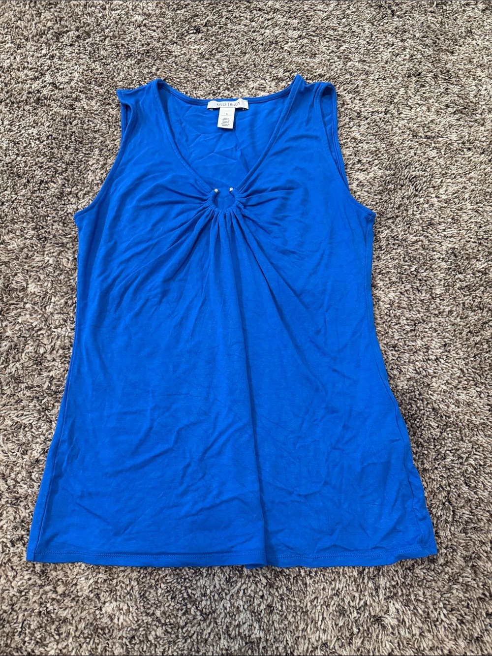 White House Black Market Royal Blue Sleeveless Metal Ruched-Front Tank